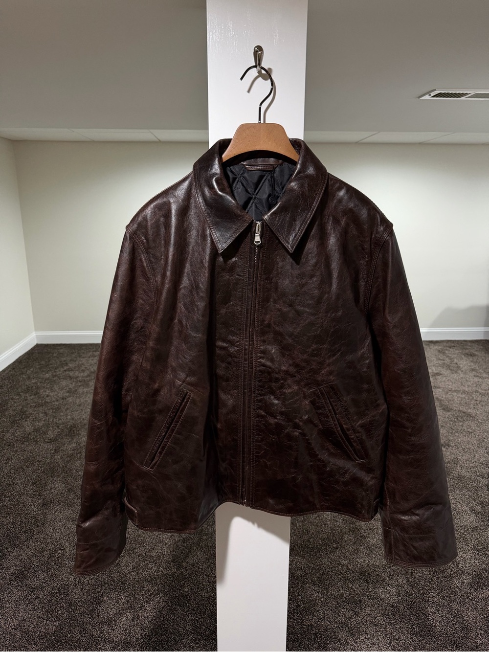 Stussy Goat Leather Garage Dark Brown Jacket